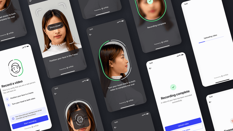 Screens of the new Motion product showing the face-capture interface