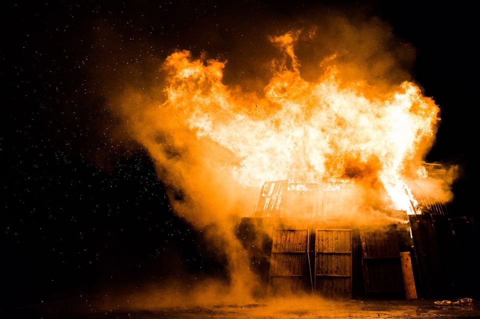 House completely consumed by flames
